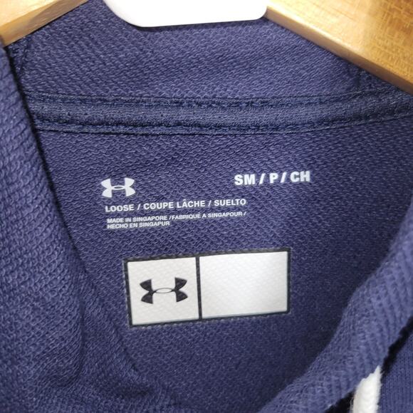 Under Armour Hoodie Blue Warm Up Pullover Terrycloth Training Gym Size Small - Picture 6 of 13